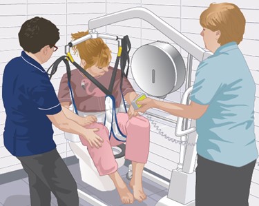 illlustration of toilet sling care homes at clinicalskills.net